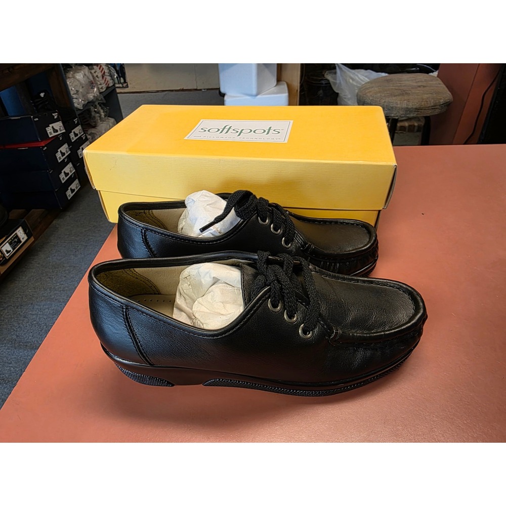 Softspots Anni Hi Black Leather Lace Up Comfort Oxford Shoes Women 6.5 M